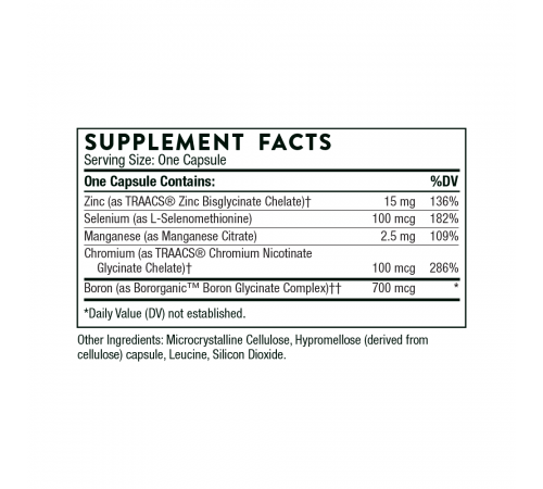 Микроэлементы, Thorne Research, Trace Minerals, 90 капсул