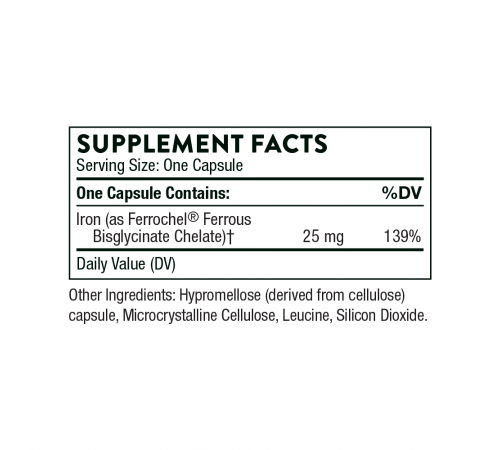 Бисглицинат железа, Thorne Research, Iron Bisglycinate, 60 капсул