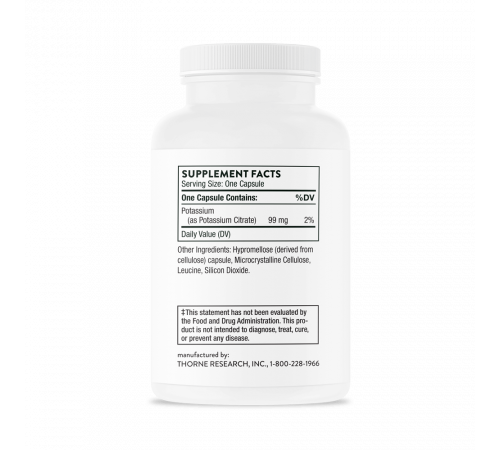 Цитрат калия, Thorne Research, Potassium Citrate, 90 капсул