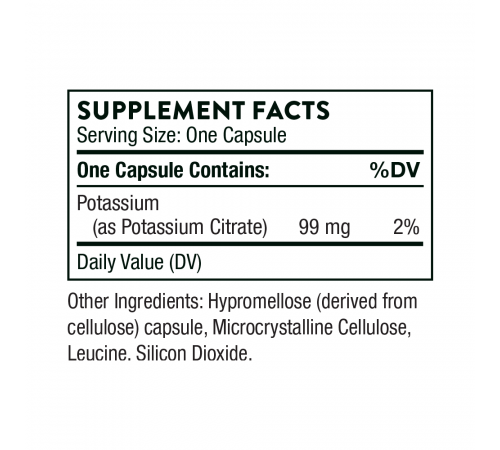 Цитрат калия, Thorne Research, Potassium Citrate, 90 капсул